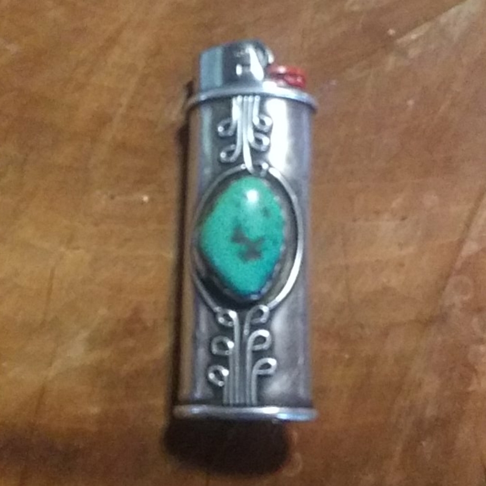 Sterling silver turqouise bic case